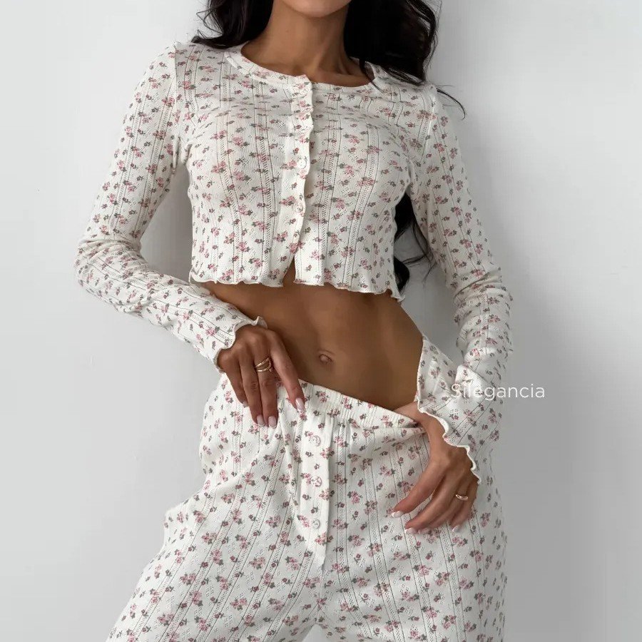 Women's Casual Printed Long-sleeve Top And Pants Set - Image 3