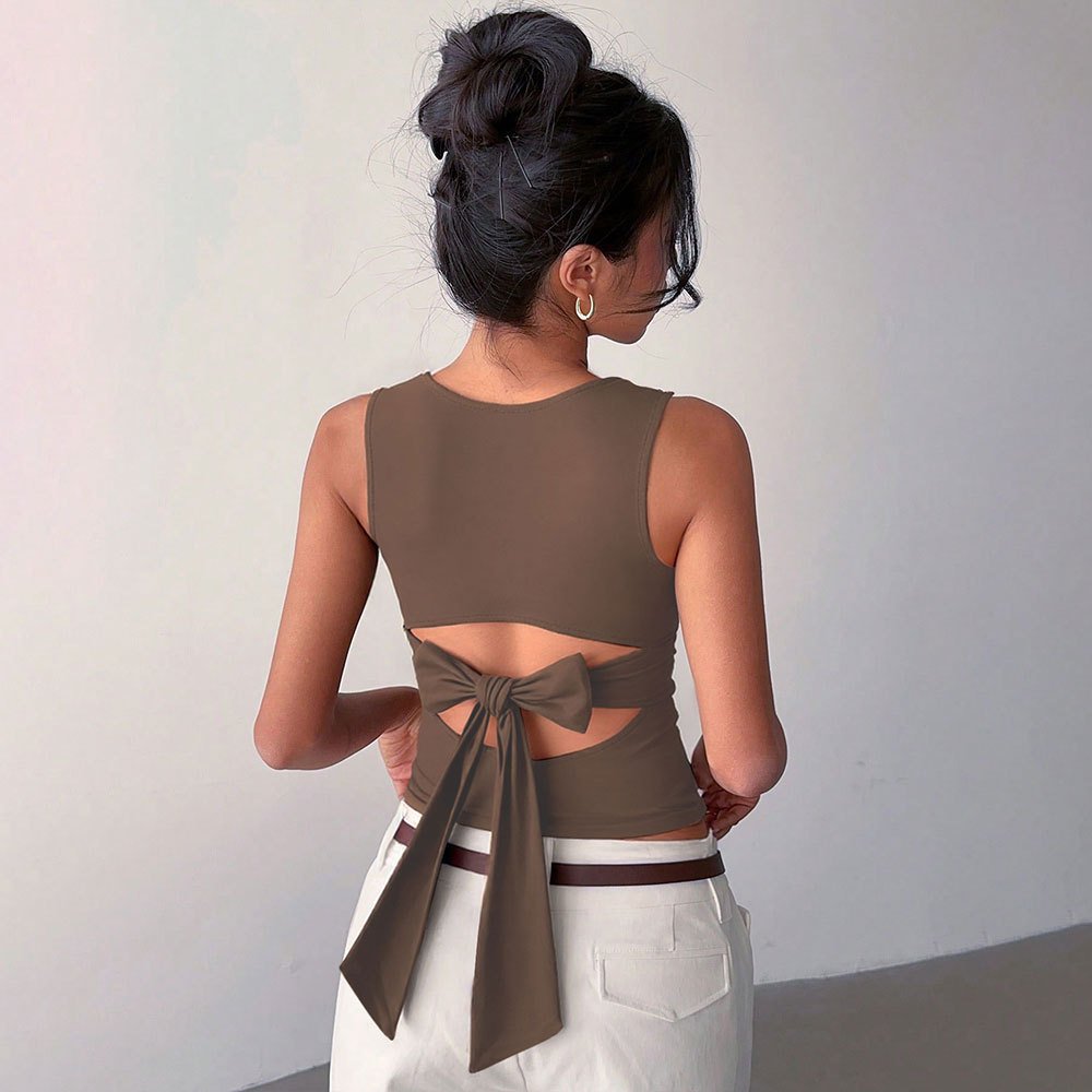 Elegant Women's Fashion T-shirt With Bow Back Design - Image 5