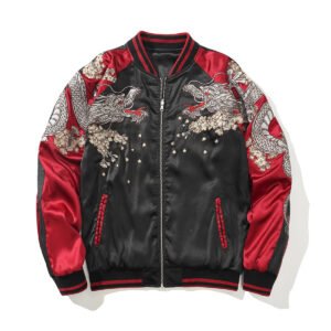 Mens Loose Fit Polyester Embroidered Chinese Style Jacket