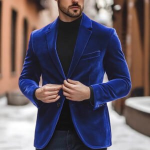 Velvet Blazer For Men Slim-fit Wedding Suit