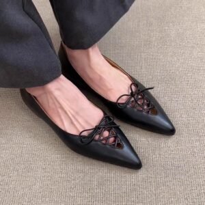 Womens Bow-Knot French Cutout Commuter Flat Shoes