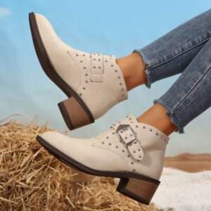 Mid-heel Boots Winter Pointed Toe Shafted