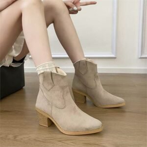 Womens Fashionable Retro Bootie With A Sock-Like Cuff