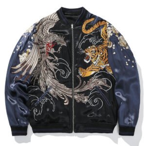 Mens Loose Fit Polyester Embroidered Chinese Style Jacket