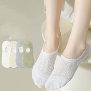 Women's Summer Mesh Thin Invisible Socks Solid Color Breathable Low-Top Silicone Non-Slip No-Slip Short Socks