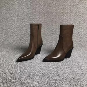 Short British Style Dr Martens Boots With A Chunky Heel And A Pointed Toe