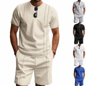 Men's Crew-Neck Short-Sleeve T-Shirt And Shorts Set
