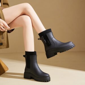 Women's Elastic-waist Rain Boots Mid- To Low-cut