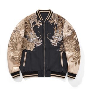 Mens Loose Fit Polyester Embroidered Chinese Style Jacket