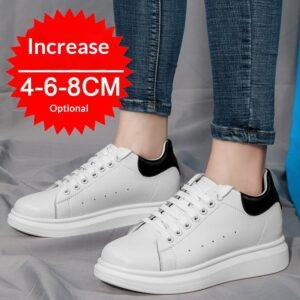 Korean-style Casual Invisible-heeled White Sneakers For Men Autumn Season