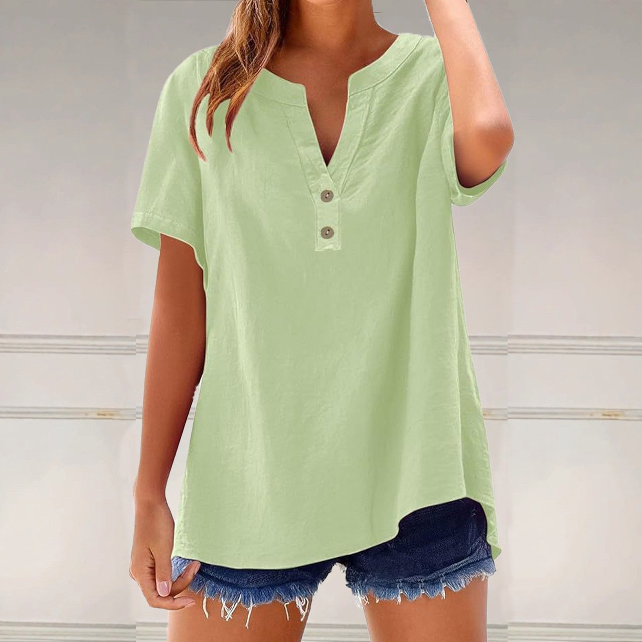 Women's Fashionable Cotton And Linen All-Match Top - Image 6