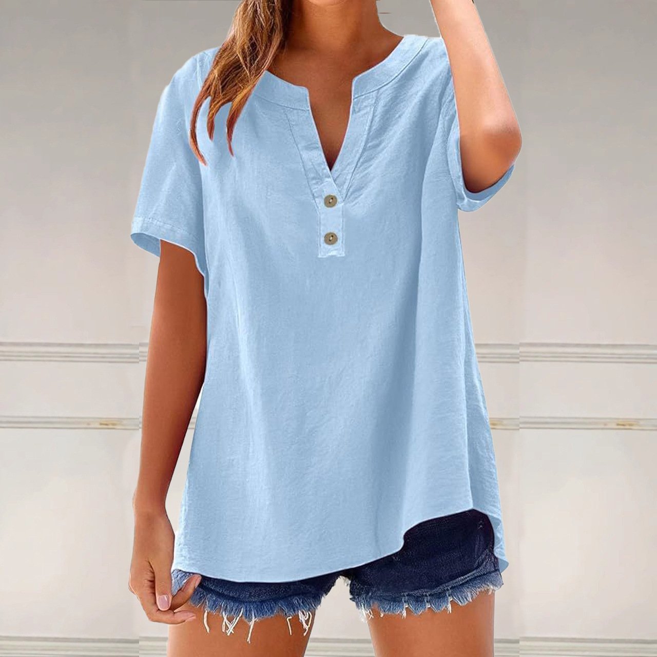 Women's Fashionable Cotton And Linen All-Match Top - Image 8