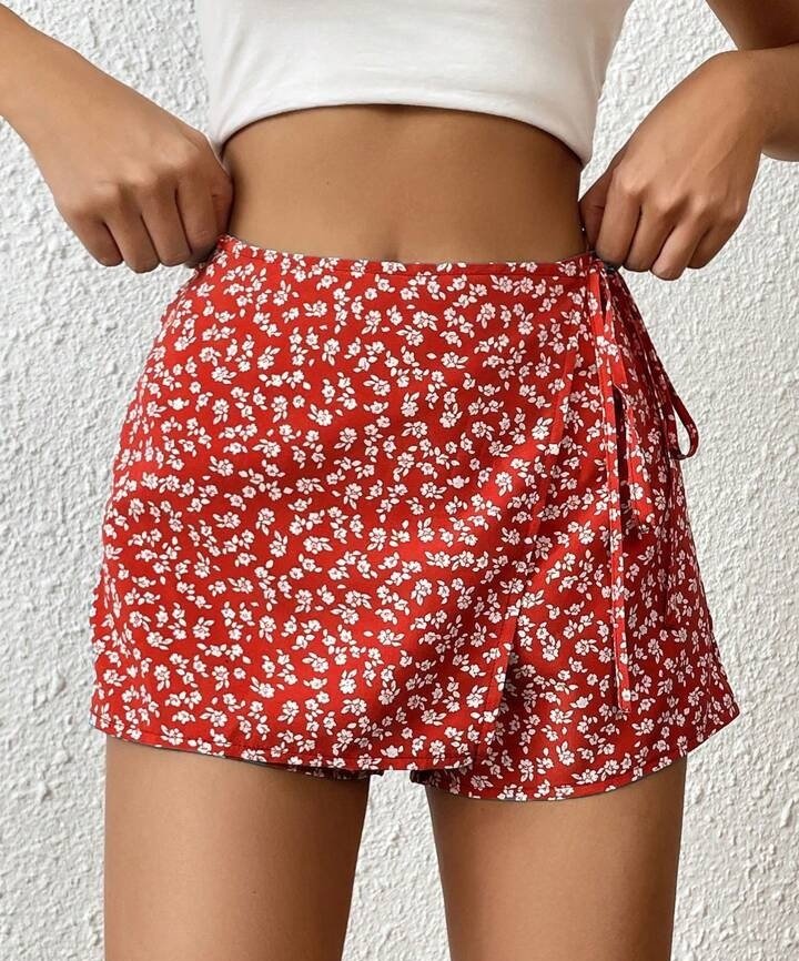 Floral Lace-Up High-Waist Casual All-Match Shorts Casual Fashion Womens Wear - Image 5