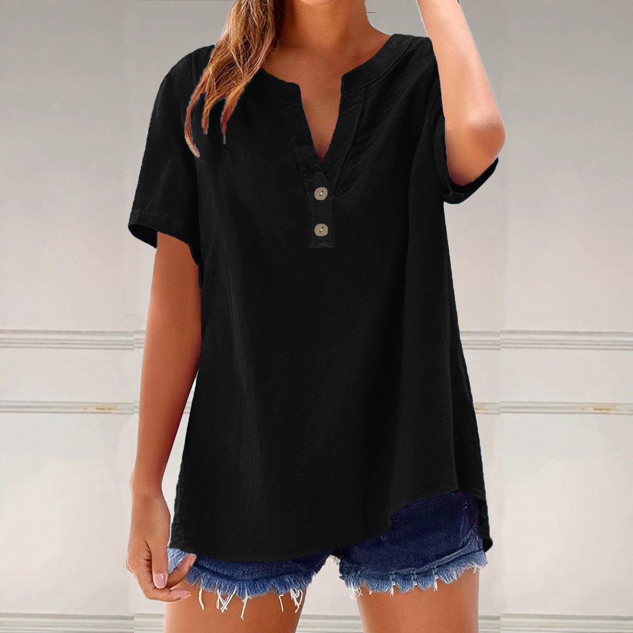 Women's Fashionable Cotton And Linen All-Match Top - Image 9