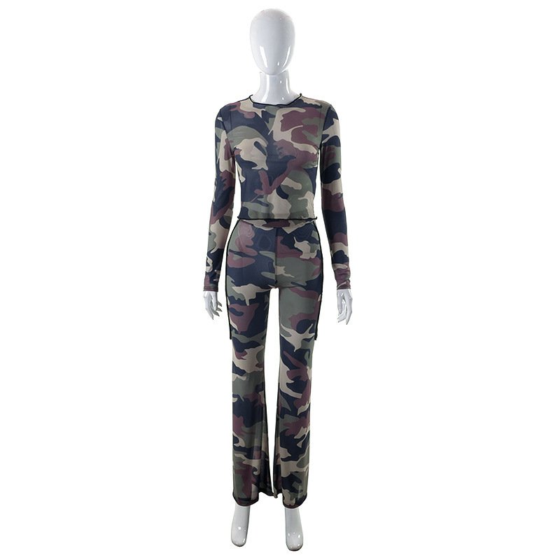 Spring And Summer New Mesh Top Tight Trousers Casual Suit - Image 5
