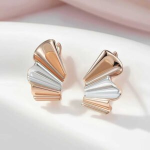 Rose Gold Zircon Geometric Earrings