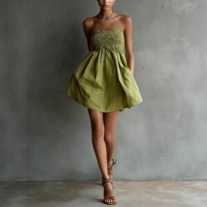 Women's Solid-Colored Strapless Tube Dress