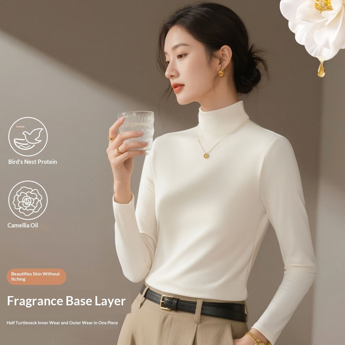 Lightweight Slim-fit Warm Mock-neck Base Layer - Image 3