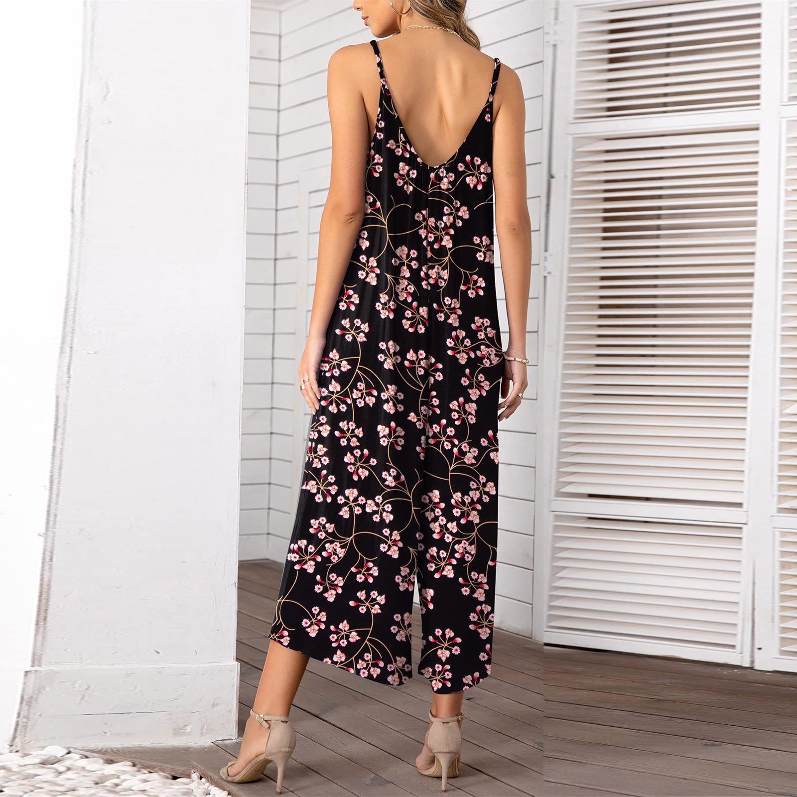 Sleeveless Skinny Strap Jumpsuit Wide Leg Pants - Image 10