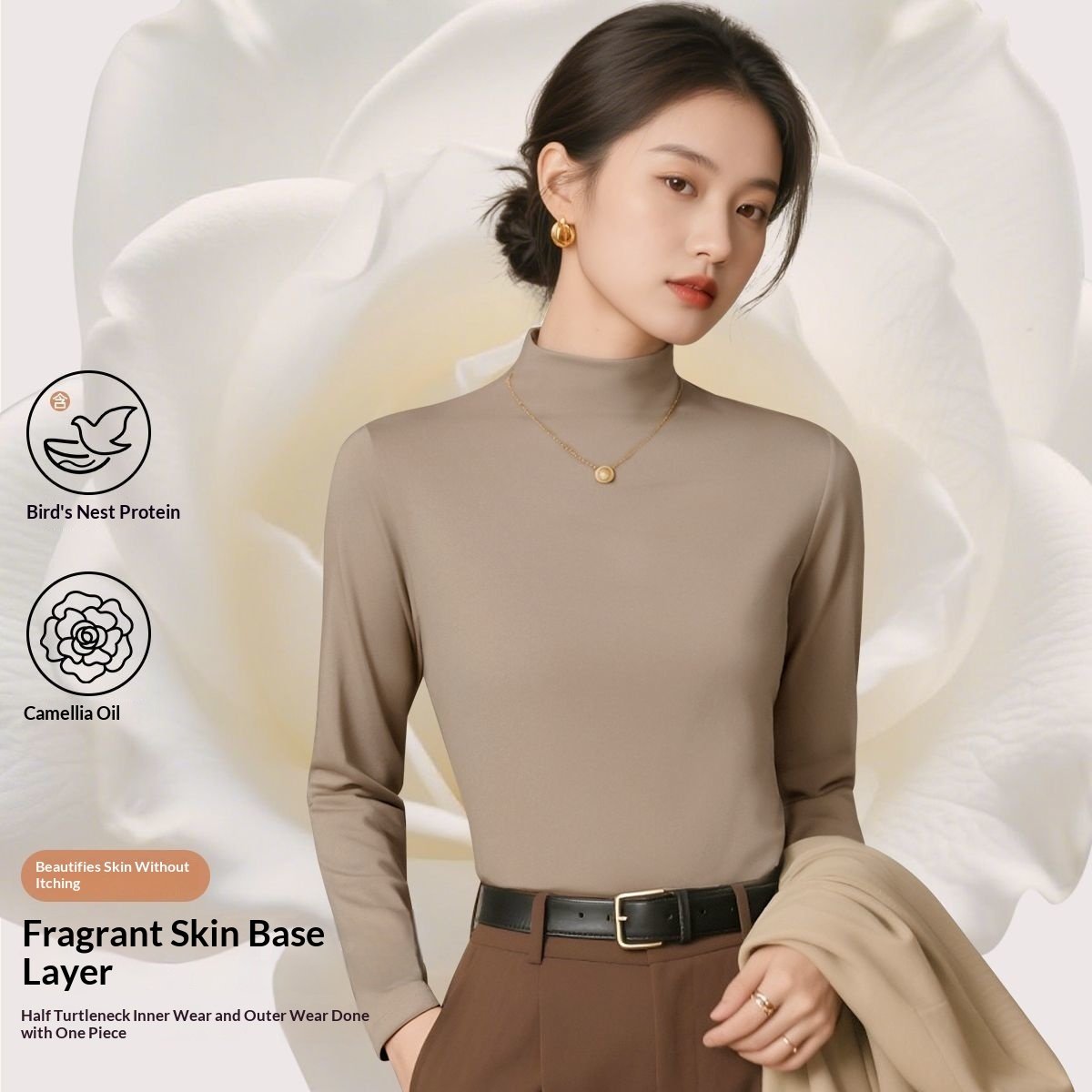 Lightweight Slim-fit Warm Mock-neck Base Layer - Image 5