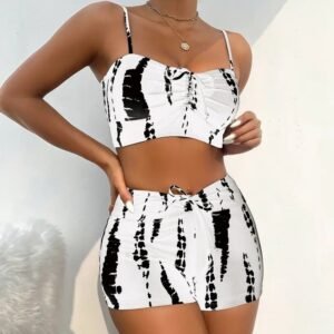 Tight-fitting High-waisted Bikini Two-piece Boxer-style Modest Swimwear
