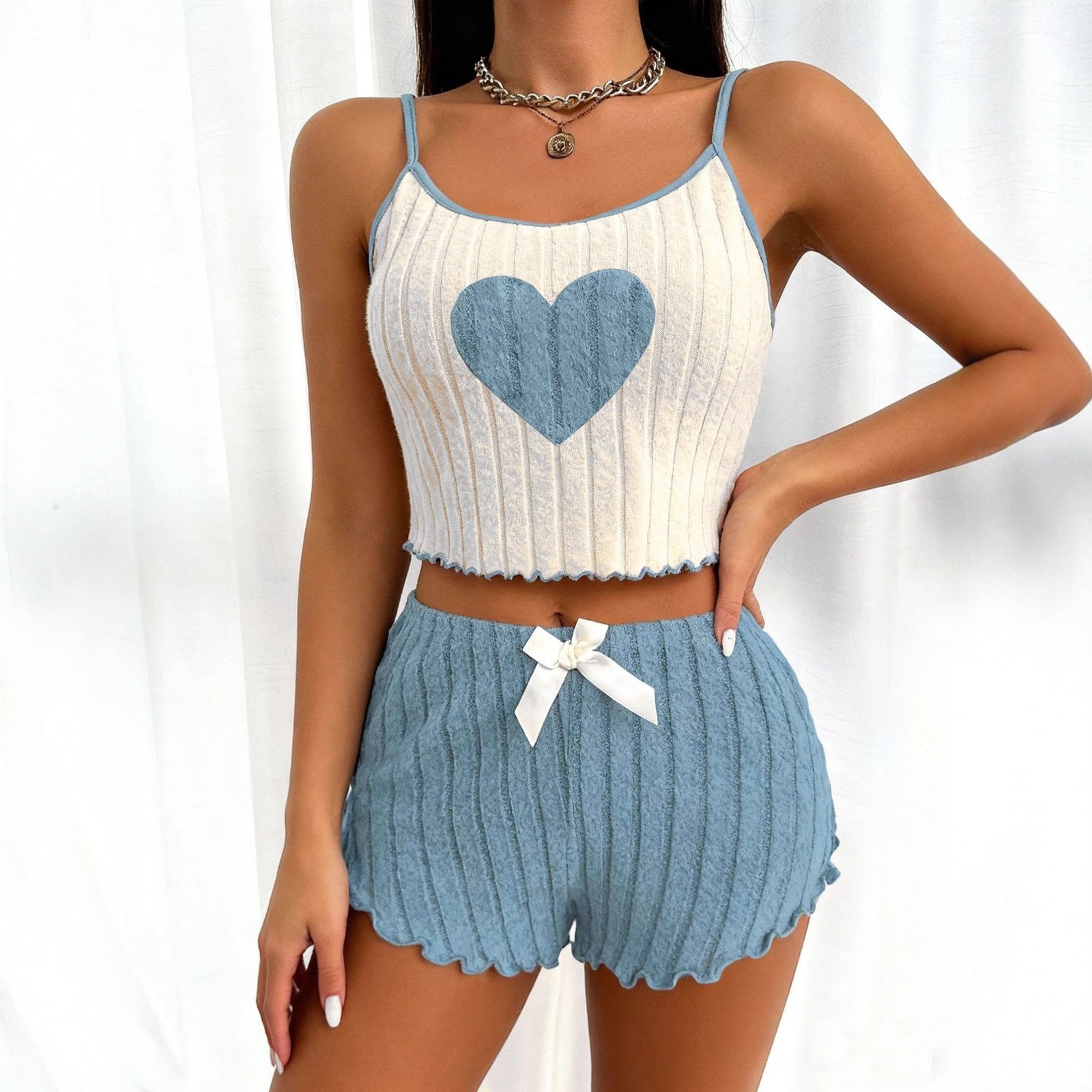 Comfortable And Casual Two-piece Set Featuring Loose-fitting Shorts And A Tank Top - Image 4