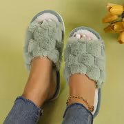 Open-Toe Turtle Fleece Plush Slippers Women'S Autumn And Winter Indoor Home Warm Slippers Comfortable Breathable Slippers Four Seasons Slippers Living Room Slippers Student Dormitory Slippers, Women Shoes - Image 8