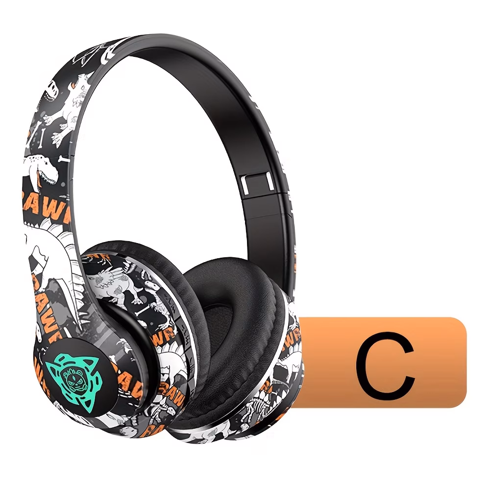 Ada Dud 2026 Wireless Headphones with Built-in Microphone, Over-Ear Headphones in Graffiti Style with Adjustable RGB Lights, Soft Ear Cushions, Large Battery, Stereo Music, Sports Earphones