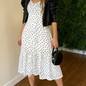 Spring Summer Women'S Fashion Elegant Style Polka Dot Fresh Camisole Comfortable White Dress Home Daily Wear Summer Skirt