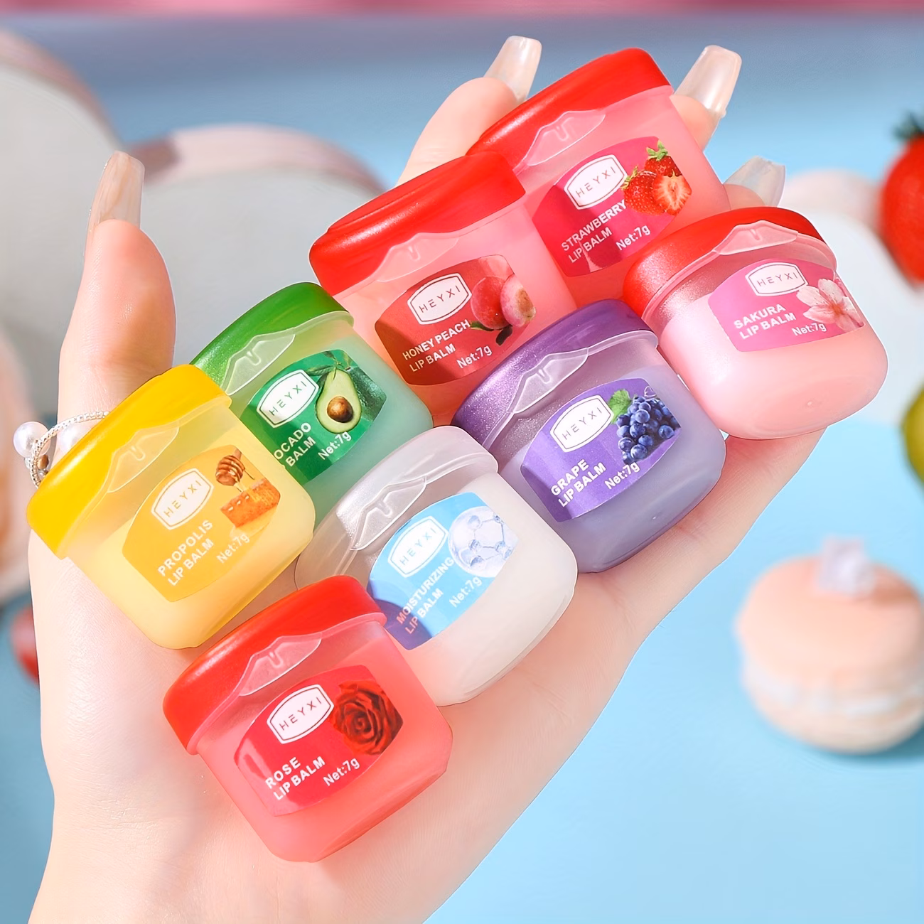 8pcs Lip Balm Set Lip Mask Moisturizing Anti-Dry Fruit Flavored Lip Mask Set