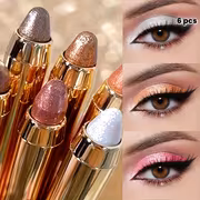 6pcs Highlighter Eyeshadow Pencil Shimmer Glitter Contouring Double-headed Eyeshadow Stick Lazy Eyeshadow Makeup - Image 2