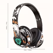 Ada Dud 2026 Wireless Headphones with Built-in Microphone, Over-Ear Headphones in Graffiti Style with Adjustable RGB Lights, Soft Ear Cushions, Large Battery, Stereo Music, Sports Earphones - Image 3