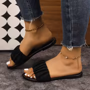 ZOSIVC Women's Round-Toe Slip- Flat Sandals - Open-Toe Backstrap Beach Slippers with TPR Sole &, European Sole Suitable for Vacation, Casual, Poolside Wear - Summer Footwear for Resort Style, Hand Washable, Women Shoes - Image 3