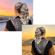 Women'S Wig 35.56 cm Curly Wavy Clip-In Ponytail, Dark Brown Wine Red Color Scheme. Heat-Resistant Synthetic Fiber Material, High Quality And Durable. Quick Daily Hairstyle Solution for Women - Image 9