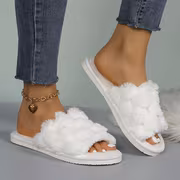 Open-Toe Turtle Fleece Plush Slippers Women'S Autumn And Winter Indoor Home Warm Slippers Comfortable Breathable Slippers Four Seasons Slippers Living Room Slippers Student Dormitory Slippers, Women Shoes - Image 5