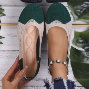 2025 New Color-Block Women's Breathable Mesh Slip-On Flat Shoes for Shopping, Commuting, and Casual Wear, Women Shoes