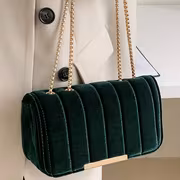 Lightweight, Business Casual Lightweight, Portable Casual, Fashion Velvet Chain Flap Square Bag For, Women, College Students, Rookies And White-Collar Workers for Autumn And Winter, Warm Winter, for Fall, Winter Essential - Image 3