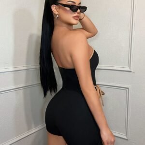 Women's Summer Casual Color-Block Trim Camisole Jumpsuit Dress