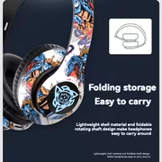 Ada Dud 2026 Wireless Headphones with Built-in Microphone, Over-Ear Headphones in Graffiti Style with Adjustable RGB Lights, Soft Ear Cushions, Large Battery, Stereo Music, Sports Earphones - Image 8