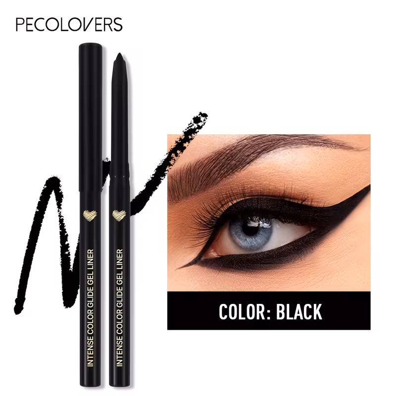 5pcs Waterproof Black Eyeliner Gel Pencil Lasting Natural Soft Smooth Easy Wear Matte Quick Drying Non-Smudge Eye Liner Gel Pen Makeup