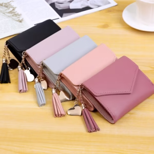 Charming Tassel Dangle Wallets - Synthetic Faux Leather, Multi-Color Mini Purses with Heart & Star Charms, Perfect for Women'S Fashion Accessories, Fashionable Wallets | Playful Accessory | Durable Wallet