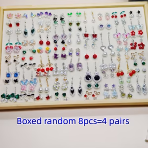 Boxed Random 8pcs/4 Pairs Dangling Fashionable Simple Exquisite Light Luxury Style Long Claw Chain Cubic Synthetic Zirconia Earrings, Gift, Commuting Versatile Style, Gorgeous Drop Earrings, Multiple Styles to Suit All Occasions