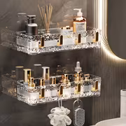 Wall-mounted Bathroom Shelf, No-drill Installation, Light Luxury Water Ripple Design, Storage Rack for Sink Area - Image 2