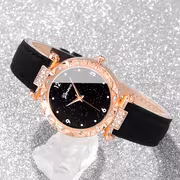 5pcs Set, Women'S Shiny Rhinestone Quartz Watch Faux PU Faux Leather Watch And Jewelry Set, Fashionable Round Dial, Zinc Alloy Case, Gift for Mom on Mother'S Day, Birthday, Ramadan Or Special Occasions - Suitable for Everyday Wear - Image 3