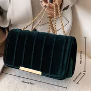 Lightweight, Business Casual Lightweight, Portable Casual, Fashion Velvet Chain Flap Square Bag For, Women, College Students, Rookies And White-Collar Workers for Autumn And Winter, Warm Winter, for Fall, Winter Essential - Image 9