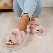 Ladies' Minimalist Fashion Indoor Home Comfortable Silent Warm Soft-Soled Open-Toe One-Strap Furry Slippers, Women Shoes - Image 8