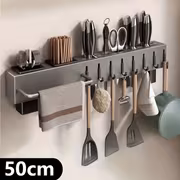 1pc, 2025 New Multi-Functional Wall-Mounted Kitchen Storage Rack - Heavy-Duty Carbon Steel Knife Rack, No Drilling Installation, Suitable for Storing Knives, Cutlery And Cutting Boards in Homes Or Restaurants. Space-Saving Design, Utility Racks - Image 3