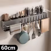 1pc, 2025 New Multi-Functional Wall-Mounted Kitchen Storage Rack - Heavy-Duty Carbon Steel Knife Rack, No Drilling Installation, Suitable for Storing Knives, Cutlery And Cutting Boards in Homes Or Restaurants. Space-Saving Design, Utility Racks - Image 4