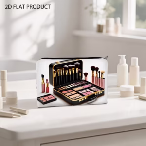 Makeup Brush Set and Palette, Lightweight, Foldable, Zippered Makeup Bag, Machine Washable, Portable Storage | Elegant | Zipper Closure, Small Cosmetic Pouch