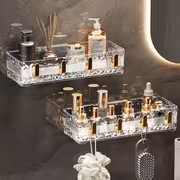 Wall-mounted Bathroom Shelf, No-drill Installation, Light Luxury Water Ripple Design, Storage Rack for Sink Area - Image 4
